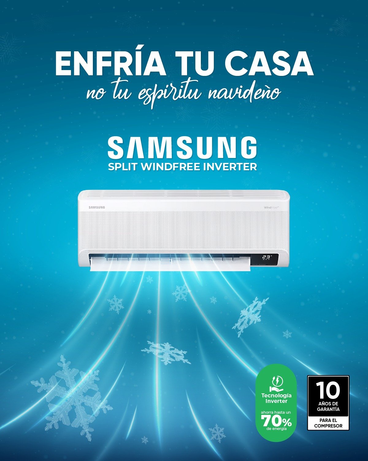 Haz que tu Navidad se sienta fresca y cómoda.❄️
Este diciembre aprovecha hasta el 45% OFF en nuestros Samsung Split WindFree Inverter.
Disponible en nuestra web y en todos nuestros locales. 🎄✨

Encuéntranos en:
📍 Guayaquil: Parque Empresarial Colón, Edificio Empresarial 1, local 4B planta baja.
📍 Quito: Edificio Terra, calle Eloy Alfaro y Pablo Arturo Suárez, solar 1, local 3 (frente al Parque de La Carolina).
📍 Machala: 25 de Junio entre 7ma y 6ta avenida (detrás de la Taberna).

#Suintof #Samsung #promociones #descuentos #navidad #AireAcondicionado #SplitInverter #TecnologíaWindfree