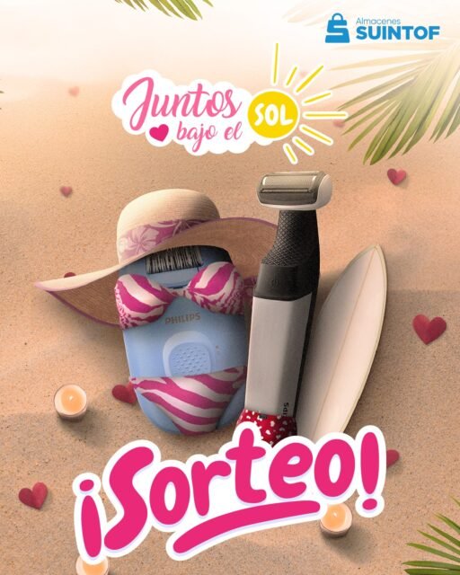 Juntos bajo el sol ☀️💖
Este San Valentín celebramos el amor, la playa y el cuidado personal con Philips ✨

🎁 ¡PARTICIPA EN NUESTRO SORTEO!
 1️⃣ Síguenos y dale like a este post
 2️⃣ Menciona a esa persona especial con la que compartirías un momento bajo el sol ☀️💑
 3️⃣ Comparte este post en tus historias y asegúrate de tener tu perfil público

📅 Sorteo: jueves 12 de febrero
 🎉 2 ganadores
 ✨ Se sorteará 1 depiladora Philips y 1 afeitadora corporal Philips
🍀 ¡Mucha suerte!

#Suintof #JuntosBajoElSol #SanValentín #Philips #CuidadoPersonal