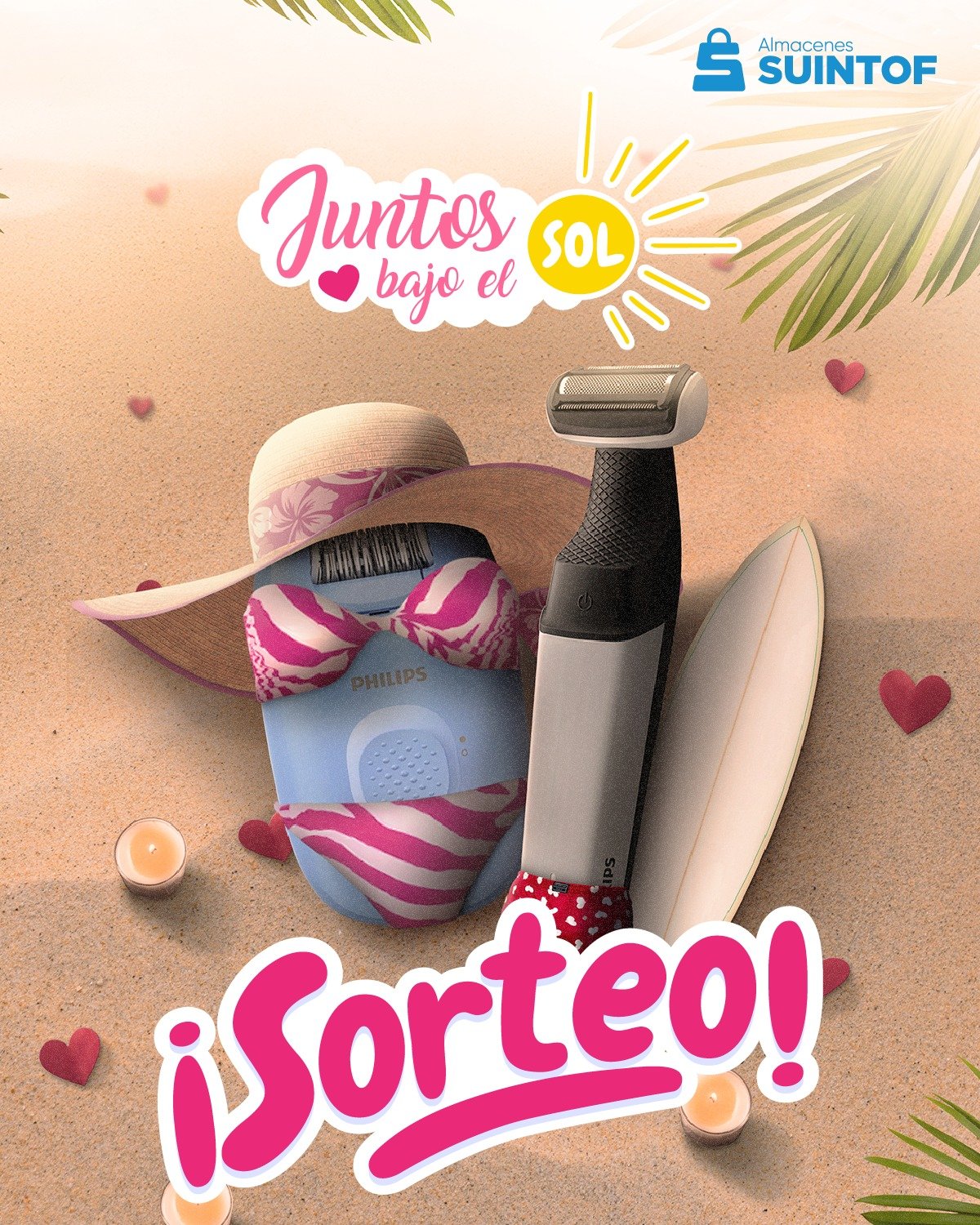 Juntos bajo el sol ☀️💖
Este San Valentín celebramos el amor, la playa y el cuidado personal con Philips ✨

🎁 ¡PARTICIPA EN NUESTRO SORTEO!
 1️⃣ Síguenos y dale like a este post
 2️⃣ Menciona a esa persona especial con la que compartirías un momento bajo el sol ☀️💑
 3️⃣ Comparte este post en tus historias y asegúrate de tener tu perfil público

📅 Sorteo: jueves 12 de febrero
 🎉 2 ganadores
 ✨ Se sorteará 1 depiladora Philips y 1 afeitadora corporal Philips
🍀 ¡Mucha suerte!

#Suintof #JuntosBajoElSol #SanValentín #Philips #CuidadoPersonal