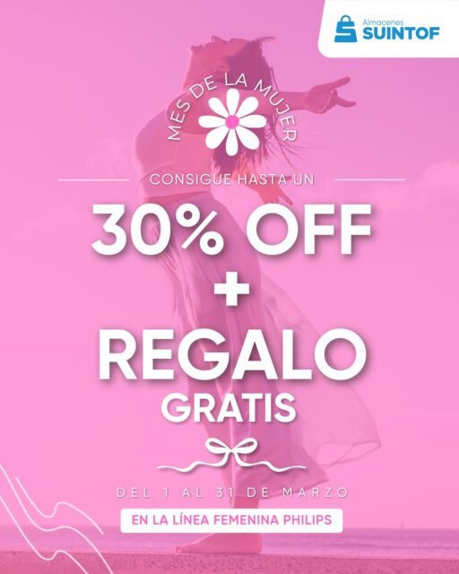 🌸 Marzo es para consentirte como te lo mereces 🌸
Este Mes de la Mujer celebra tu belleza, tu fuerza y tu esencia con algo que realmente vas a usar 💖

Aprovecha hasta 30% OFF + REGALO GRATIS 🎁
En toda la línea femenina Philips.

🛍️ Promoción válida hasta el 31 de marzo
Escríbenos por WhatsApp y te ayudamos a elegir la ideal para ti 📲  0989510117
🛒 Compra por WhatsApp, web o visítanos en tienda.
No dejes pasar esta oportunidad… ¡aprovecha ahora! 💕

#Suintof #MesDeLaMujer #PromociónMarzo #PhilipsFemenino #RegaloGratis #Descuentos
