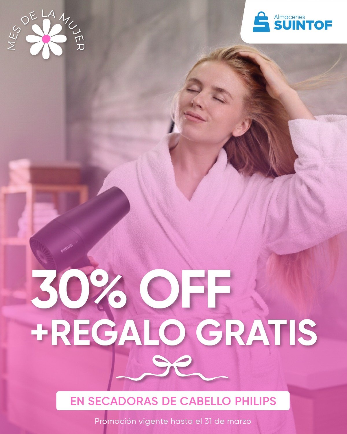 💨✨ Dale a tu cabello el cuidado que merece ✨
Este Mes de la Mujer consiéntete con una secadora Philips y disfruta de un secado rápido, menos frizz y un acabado increíble todos los días 💖

Aprovecha hasta 30% OFF + REGALO GRATIS 🎁
En todas las secadoras de cabello Philips.

🛍️ Promoción válida hasta el 31 de marzo
Escríbenos por WhatsApp y te ayudamos a elegir la ideal para ti 📲 0989510117
🛒 Compra por WhatsApp, web o visítanos en tienda.
No dejes pasar esta oportunidad… ¡aprovecha ahora! 💕

#Suintof #MesDeLaMujer #PromociónMarzo #PhilipsFemenino #RegaloGratis #Descuentos #secadorasdecabello